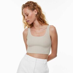 Aritzia Babaton Sculpt Knit Squareneck Cropped Tank in Tan Small